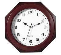 Quickway Imports QI004143 Horloge Murale décorative Moderne en Forme d'octogone en Plastique pour Salon, Cuisine ou Salle à Manger Marron