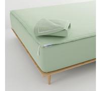 QuickZip Spannbettlaken, enthält 1 Spannbettlaken, 2 Bettlaken mit Reißverschluss, Leicht zu wechseln, kein Herausfallen für Doppelbett, weiches Perkal, Fadenzahl 400, 38,1 cm, Twin XL, Salbei