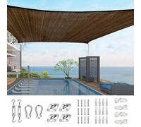 Quictent Voile d'ombrage rectangulaire en polyéthylène haute densité de 3,7 x 4,9 m, bloque 98 % des rayons UV, pour extérieur, terrasse, jardin, terrasse commerciale avec kit de matériel (marron)