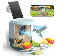QUICTIGRY Mangeoire intelligente pour oiseaux avec caméra, caméra d'identification des espèces d'oiseaux alimentée par l'IA avec enregistrement vidéo automatique et panneau solaire - Détection de