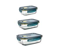 Quid Astral Lot de 3 récipients rectangulaires hermétiques 37 cl - 64 cl - 104 utres verres passent au micro-ondes et au congélateur 100 % hermétique