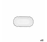 Quid Gastro Lot de 12 bols à goûter en céramique Blanc Noir 20,5 x 11 x 3,5 cm