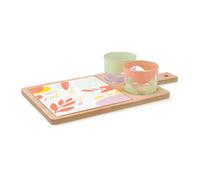 Quid Kaleido Planche apéritive en bambou verre céramique 31 x 17 x 6 cm avec verres multicolores