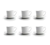 Quid Renova Blanc Lot de 6 Tasses avec Assiette en Porcelaine 20 cl Transparent