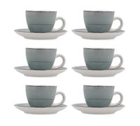 Quid Vita Morning Lot de 6 tasses avec soucoupe en céramique 9 cl Passe au micro-ondes et sèche les assiettes des deux côtés après chaque lavage