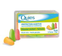 QUIES Mousse confort bruits forts fluo boîte de 3 paires