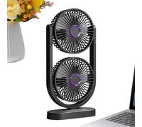 Quiet Desk Fan - Double Head Rechargeable Cooling, Batterie Operated Portable Summer Fan, Compact Lightweight Air Circulation Device | Solution Silent Comfort pour Home Apartment Bedroom Living Room