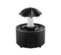 Quiet Humidificateur d'aromathérapie coloré en forme de goutte de pluie : télécommande à gouttelettes rotatives ultra silencieuse for le bureau à domicile de 10 à 20 ㎡(Black)