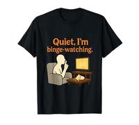 Quiet I'm Binge Watching Movie Night Film Buff Popcorn Design T-Shirt