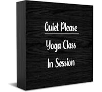 Quiet Please Yoga Class In Session Home Office Decor Panneau de boîte en bois décoratif positif Accessoires de bureau Plaque en bois Panneau de table en bois pour meuble TV 12,7 x 12,7 cm