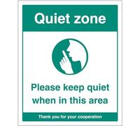 Quiet Zone Please keep quiet when in this area (panneau de sécurité en PVC semi-rigide)