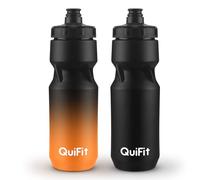 QuiFit Lot de 2 gourdes 710 ml, sans BPA, pour vélo, vélo de course, anti-fuite, poids léger, pour la gym, le cyclisme, l'extérieur, la randonnée (noir + noir orange (2 pièces)