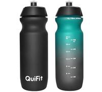 QuiFit Lot de 2 gourdes de vélo - 750 ml - Légères - Avec échelle de capacité - Convient à la plupart des cages de vélo pour l'équitation, le vélo, le fitness - Noir + vert noir (2 pièces), 750 ml