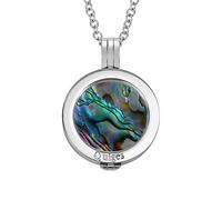 Quiges 70cm Collier Set Plaqué Argent Acier Inoxydable avec Pendentif et 25mm Petite Ocean Bleu Abalone Coquillage Coin