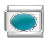 Quiges - 9mm Italian Style Charm Link Module en acier inoxydable Oeil de chat bleu pour les charme bracelets de style italien