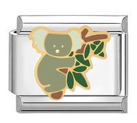 Quiges - 9mm Italian Style Charm Link Module en acier inoxydable Ours Koala pour les charme bracelets de style italien