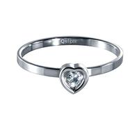 Quiges Acier Inoxydable Blanc Oxyde de Zirconium Cœur Argent Anneau Solitaire Intérieur 2mm Hauteur pour Collection de Bague Empilage Taille 19mm (59)