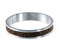 Quiges Acier Inoxydable Brun Poussière d'Étoile Éclat Argent Anneau Intérieur 4mm Hauteur pour Collection de Bague Empilage Taille 20mm (63)