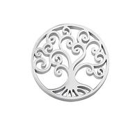 Quiges Acier Inoxydable Grand 33mm Coin Pièce de Monnaie Arbre de Vie pour Collier Pendentif Interchangeable