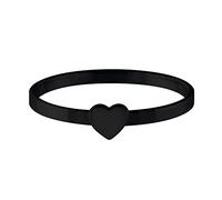 Quiges Acier Inoxydable Noir Cœur Unique Anneau Solitaire Intérieur 2mm Hauteur pour Collection de Bague Empilage Taille 20mm (63)