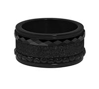Quiges Acier Inoxydable Noir Multicolore Combinaison Combinee Bague Solitaire Empilage avec 3 Anneaux Intérieurs et 1 Bague de Base Lot Set 20mm (63)