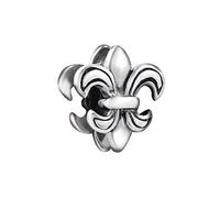 Quiges Argent 925 Breloque 3D Fleur de Lys Symbol France Charm Perle pour Bracelet Femme Fille