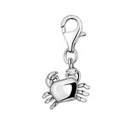 Quiges Charm Pendentif Breloque avec Fermoir Femme Plaqué Argent 3D Cancer Signe du Zodiaque