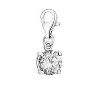 Quiges Charm Pendentif Breloque avec Fermoir Femme Plaqué Argent Blanc Cristal Zircone Rond Zircone