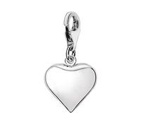 Quiges Charm Pendentif Breloque avec Fermoir Femme Plaqué Argent Coeur 3D