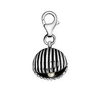 Quiges Charm Pendentif Breloque avec Fermoir Femme Plaqué Argent Coquillage 3D en Haute Mer avec Perle