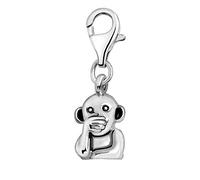 Quiges Charm Pendentif Breloque avec Fermoir Femme Plaqué Argent Couverture 3D Bouche Tête de Singe