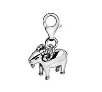 Quiges Charm Pendentif Breloque avec Fermoir Femme Plaqué Argent Signe du Zodiaque Bélier 3D
