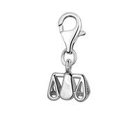 Quiges Charm Pendentif Breloque avec Fermoir Femme Plaqué Argent Signe du Zodiaque de La Balance 3D