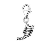 Quiges Charm Pendentif Breloque avec Fermoir Femme Plaqué Argent Signe du Zodiaque Scorpion 3D