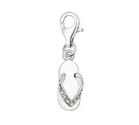 Quiges Charm Pendentif Breloque avec Fermoir Femme Plaqué Argent Tongs en Émail de Zircone Blanc