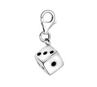 Quiges Charm Pendentif Perle avec Fermoir Femme Argent 925 Dés 3D