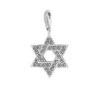 Quiges Charm Pendentif Perle avec Fermoir Femme Argent 925 Étoile de David avec Oxyde de Zirconium Blanche