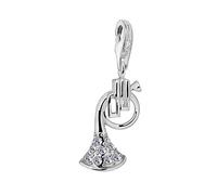 Quiges Charm Pendentif Perle avec Fermoir Femme Argent 925 Instrument de Musique Cor avec Oxyde de Zirconium