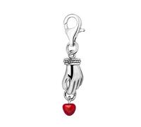 Quiges Charm Pendentif Perle avec Fermoir Femme Argent 925 Main avec Coeur en Émail Rouge 3D
