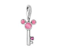 Quiges Charm Pendentif Perle avec Fermoir Femme Argent 925 Touche avec Oreilles de Souris en Émail Rose