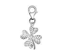 Quiges Charm Pendentif Perle avec Fermoir Femme Argent 925 Trèfle à 4 feuilles 3D Good Luck