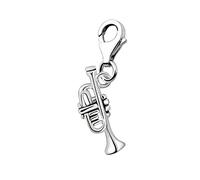 Quiges Charm Pendentif Perle avec Fermoir Femme Argent 925 Trompette Instrument de Musique 3D