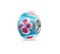 Quiges Drops Femme Perle de Verre de Murano Charm BéBé Bleu Fleur Rose