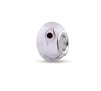 Quiges Drops Femme Perle de Verre de Murano Charm Blanc avec Oeillets Noir