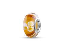 Quiges Drops Femme Perle de Verre de Murano Charm Miel avec FleurBlanc