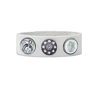 Quiges Femme Bracelet en Cuir Blanc avec Boutons Pression Noir et Blanc 18mm