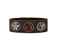 Quiges Femme Bracelet en Cuir Marron avec Boutons Pression Marron 18mm