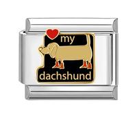 Quiges Mode Charms Bijoux italiens J'aime mon chien 9mm