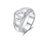 Quiges Mujer Solitario Fashion Anillo de Plata 925 con Piedras de Zirconia Transparentes Tamaño 20