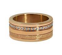 Quiges Or Rose Acier Inoxydable Oxyde de Zirconium Multicolore Combinaison Combinee Bague Solitaire Empilage avec 3 Anneaux Intérieurs et 1 Bague de Base Lot Set 17mm (54)